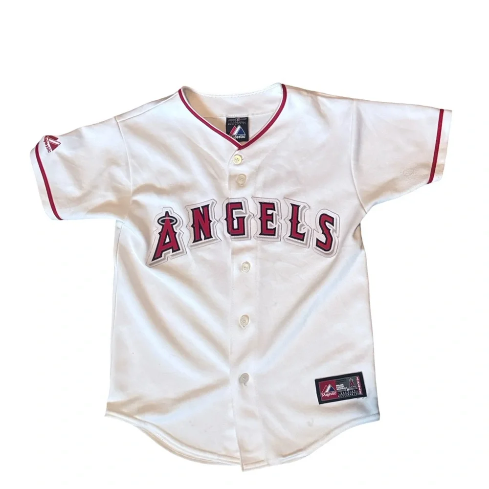 Majestic Los Angeles Angels MLB Baseball Jersey White Red Button Front ⚾️ Medium - Picture 2 of 12